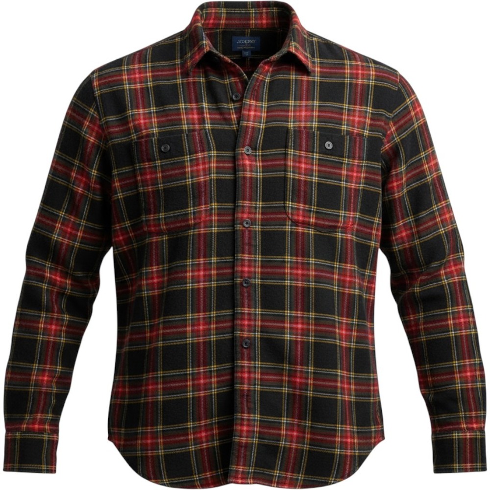 J.Crew Flannel Shirt Stewart Tartan Plaid Mens XL Black Red NWT Button Up